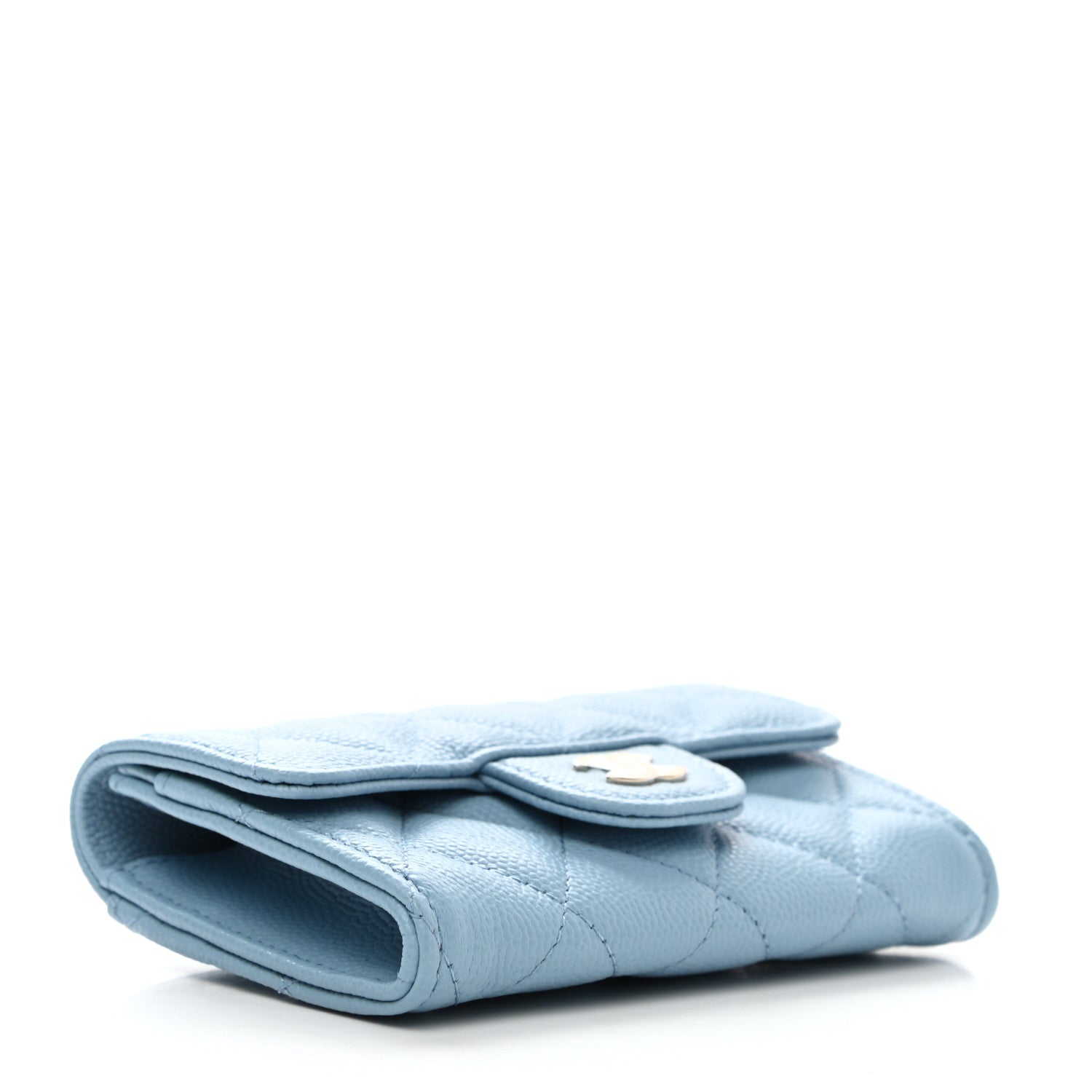 Chanel Caviar Quilted Flap Card Holder Wallet Light Blue 4 of 9