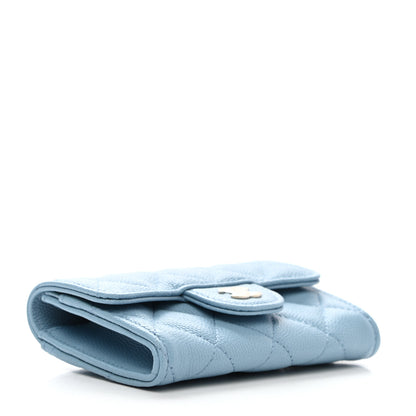 Chanel Caviar Quilted Flap Card Holder Wallet Light Blue 4 of 9