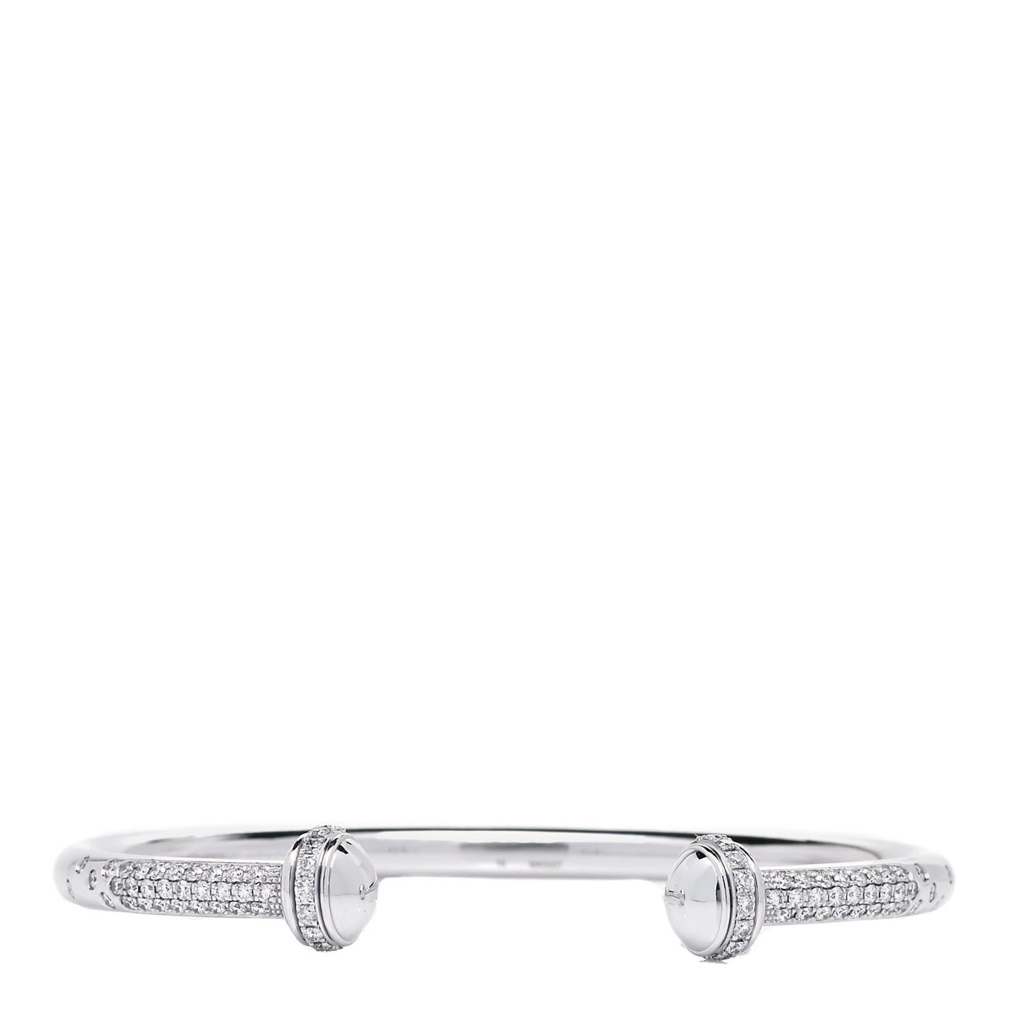 18K White Gold Diamond Possession Open Bangle Bracelet