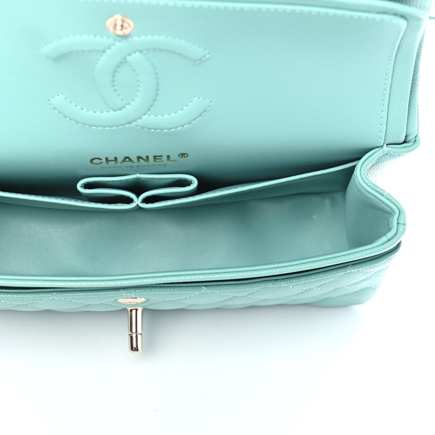 Chanel Caviar Quilted Small Double Flap Light Green 5 of 9
