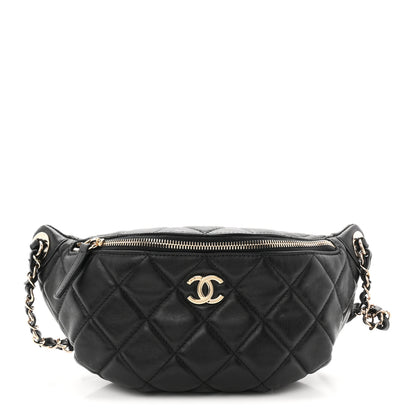 Chanel Lambskin Quilted Resin Bi-Color Waist Bag Fanny Pack Black 1 of 10