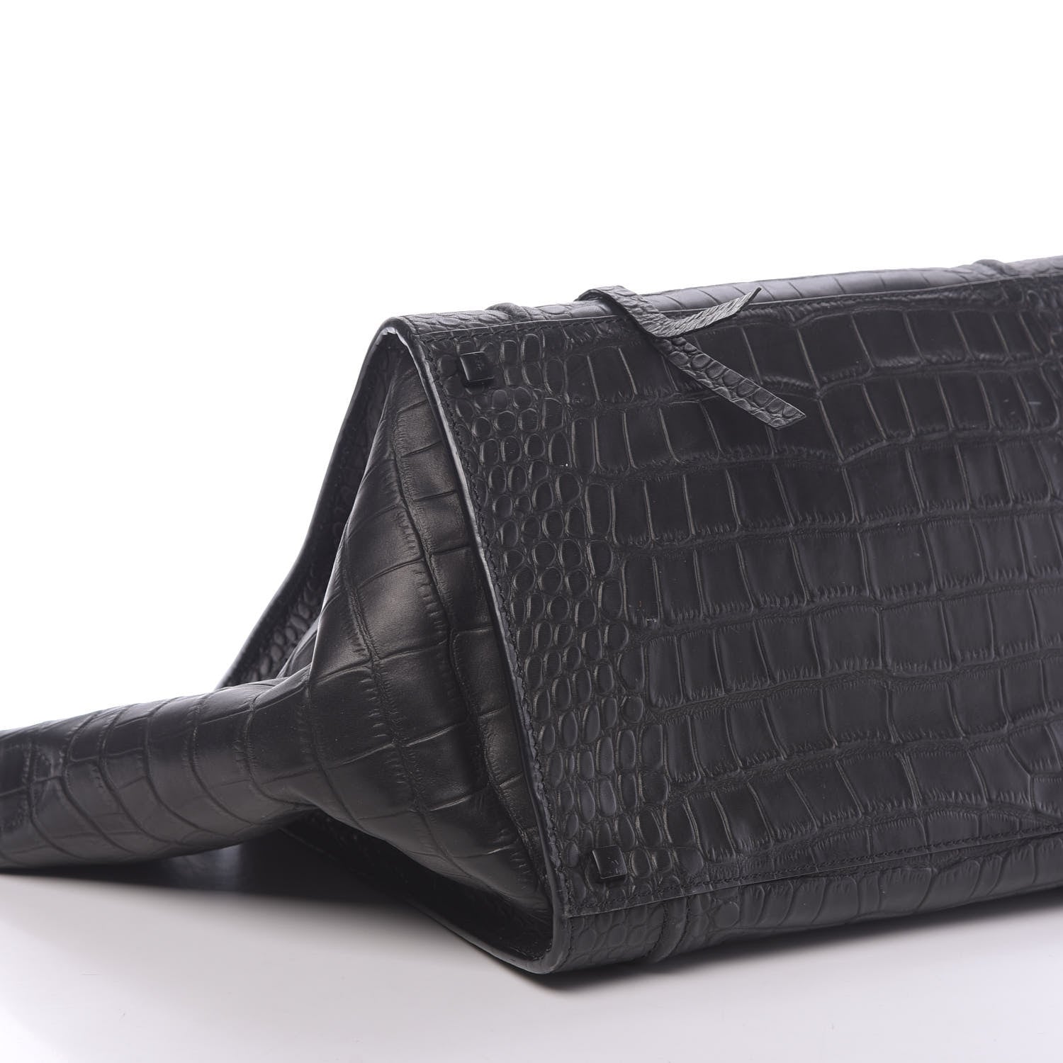 Celine Crocodile Embossed Calfskin Medium Phantom Luggage Black 8 of 9