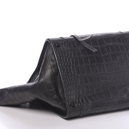 Celine Crocodile Embossed Calfskin Medium Phantom Luggage Black 8 of 9