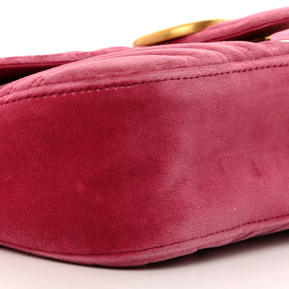 Gucci Velvet Matelasse Small GG Marmont Shoulder Bag Light Raspberry Rose 9 of 10