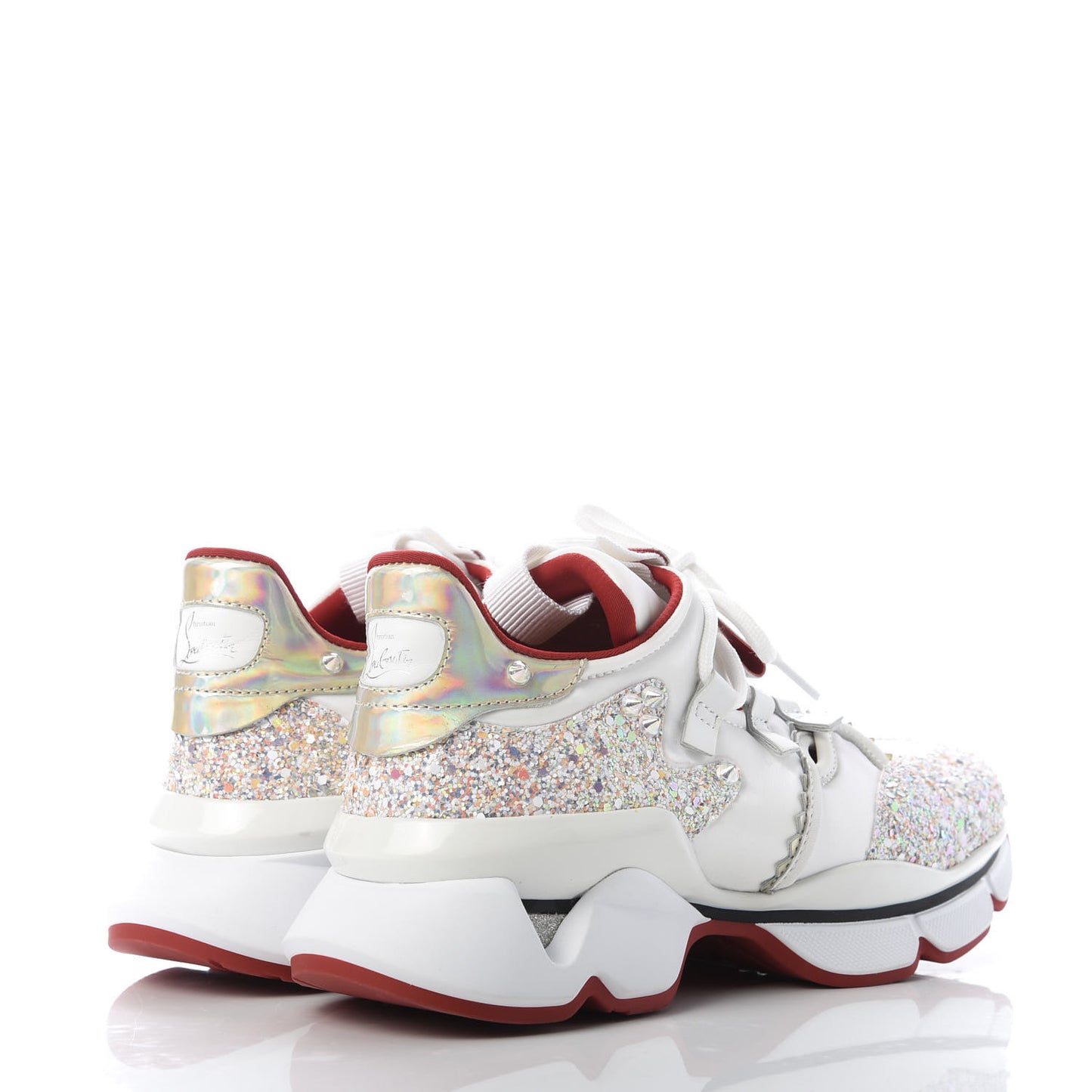 Calfskin Glitter Donna Red Runner Sneaker 37 White Multicolor