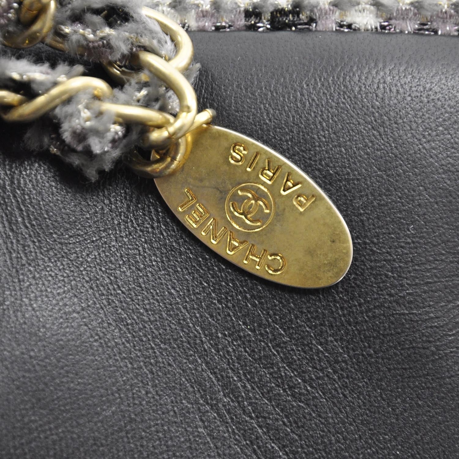 Chanel Lambskin Quited Tweedy Flap 11P Black 10 of 10