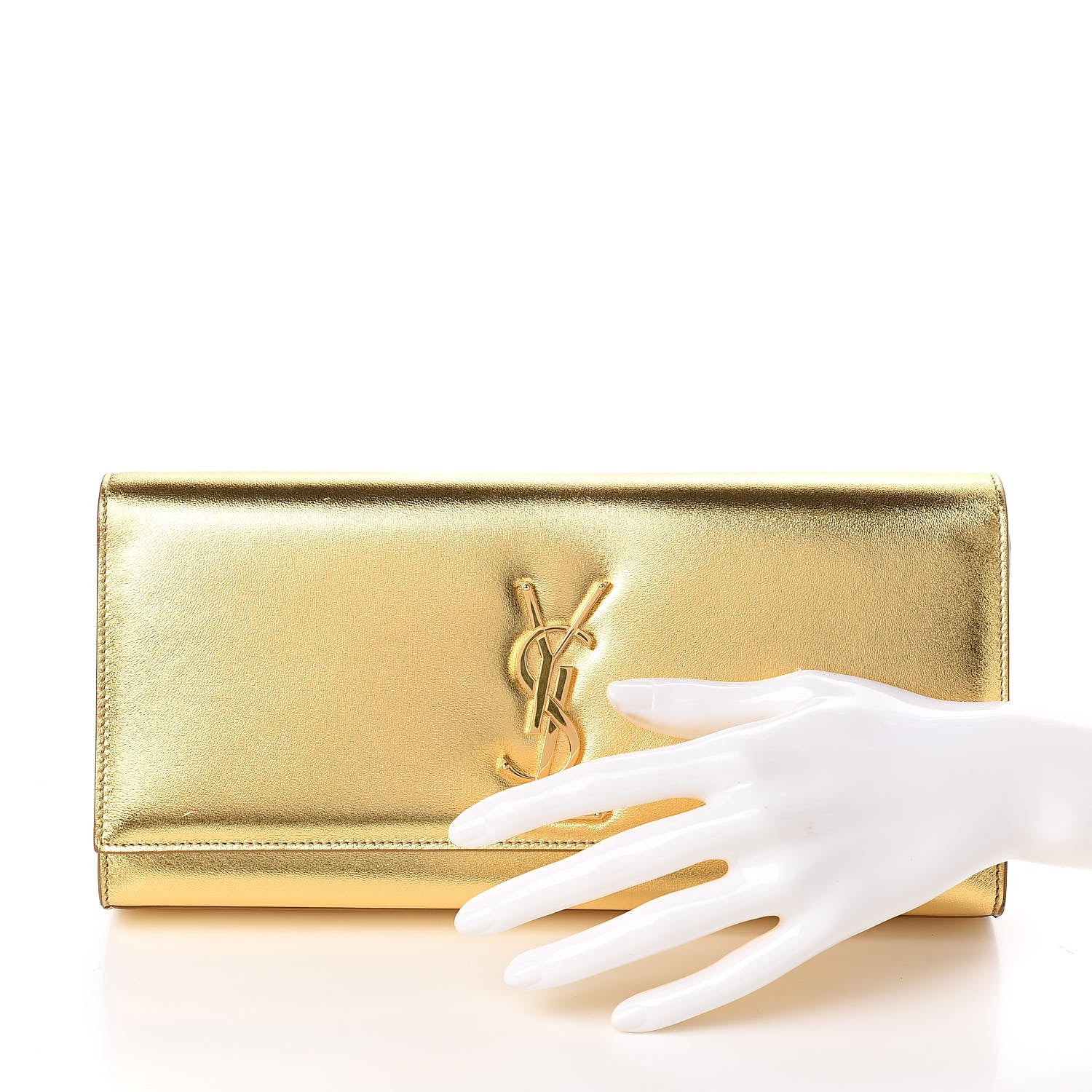 Saint Laurent Metallic Calfskin Monogram Cassandre Clutch Ciad 2 of 9