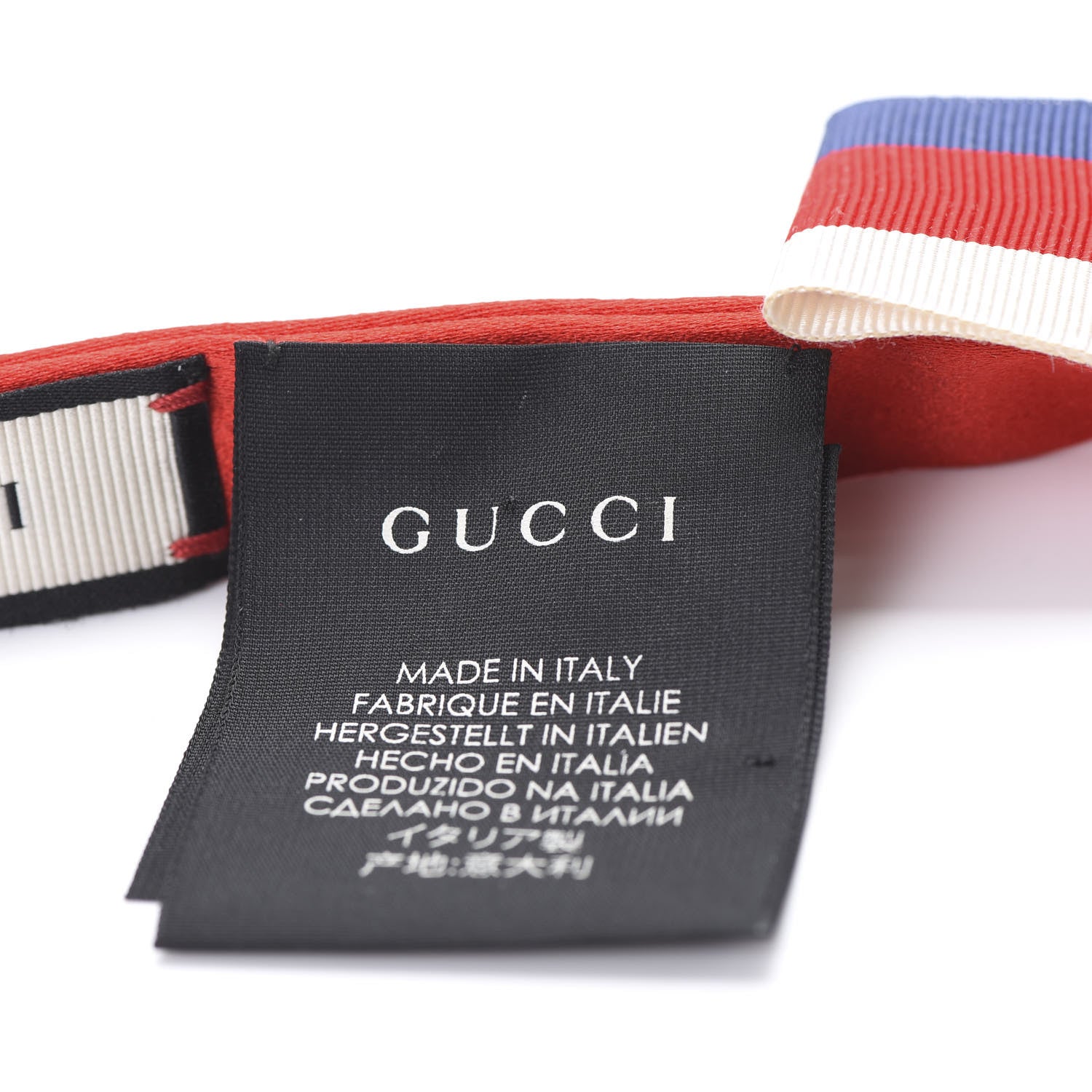 Gucci Grosgrain Web Crystal Neck Bow White Blue Red 4 of 8