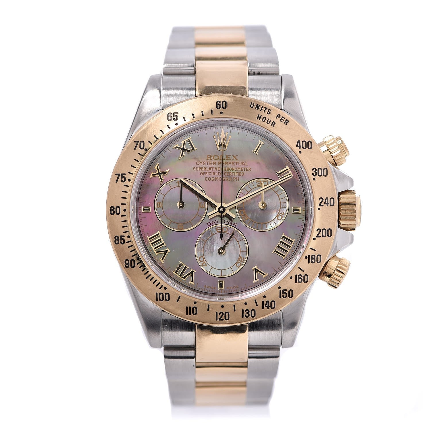 Rolex Stainless Steel 18K Yellow Gold Black Mother of Pearl 40mm Oyster Perpetual Cosmograph Daytona Watch 116523 1 of 8