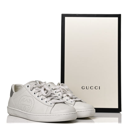 Gucci Calfskin Interlocking G Perforated Womens Ace Sneakers 39 White Grey Sky 13 of 13