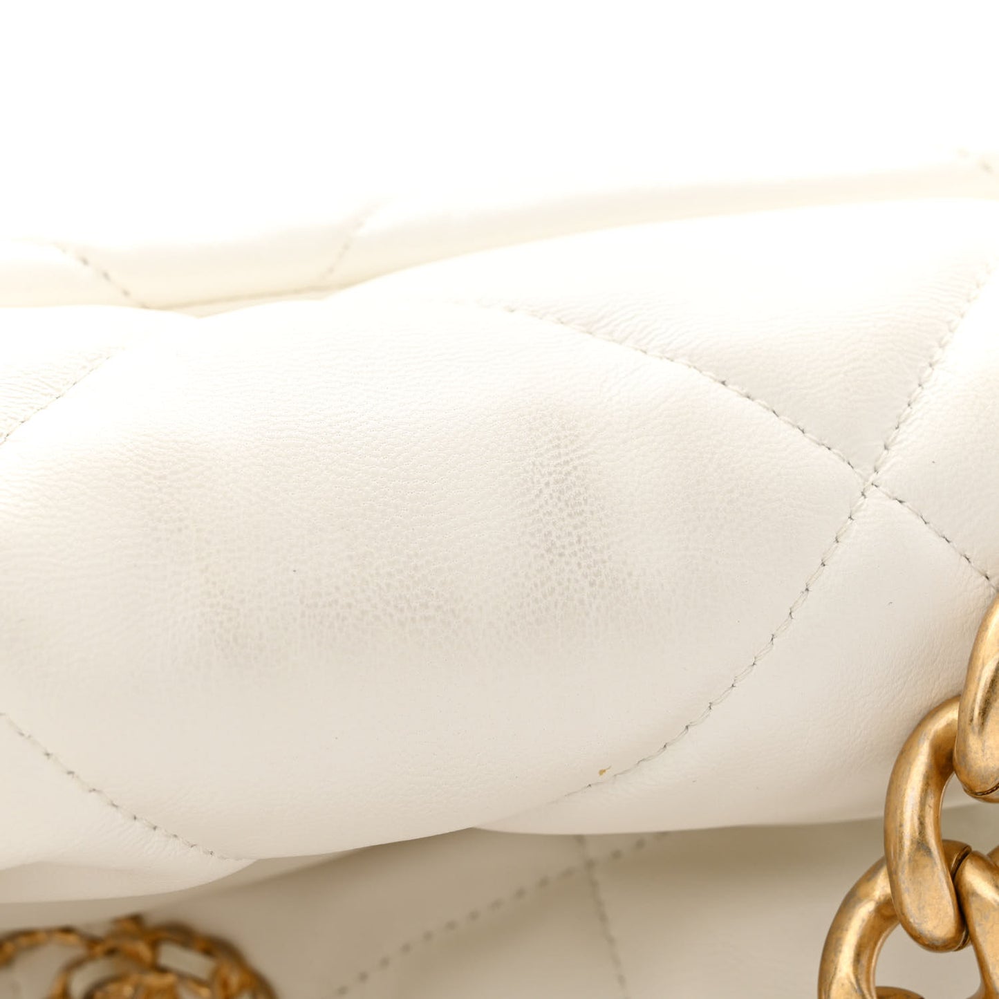 Goatskin Quilted Large Chanel 19 Flap White