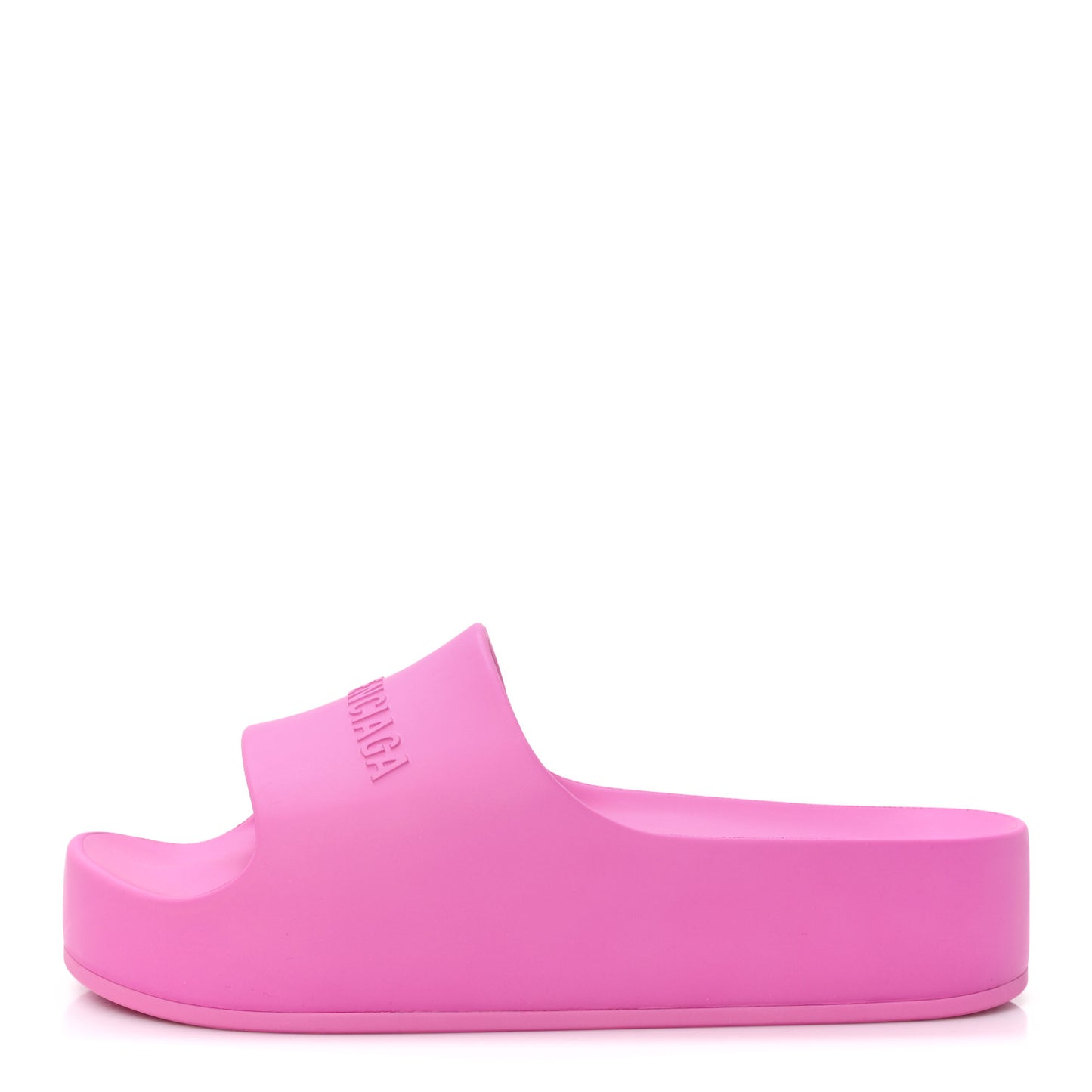 Rubber Chunky Platform Slide Sandals 41 Pink