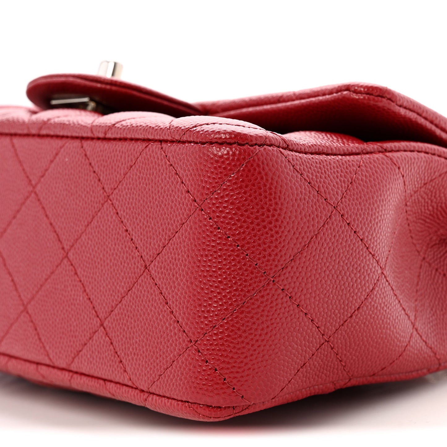 Caviar Quilted Mini Rectangular Flap Dark Red