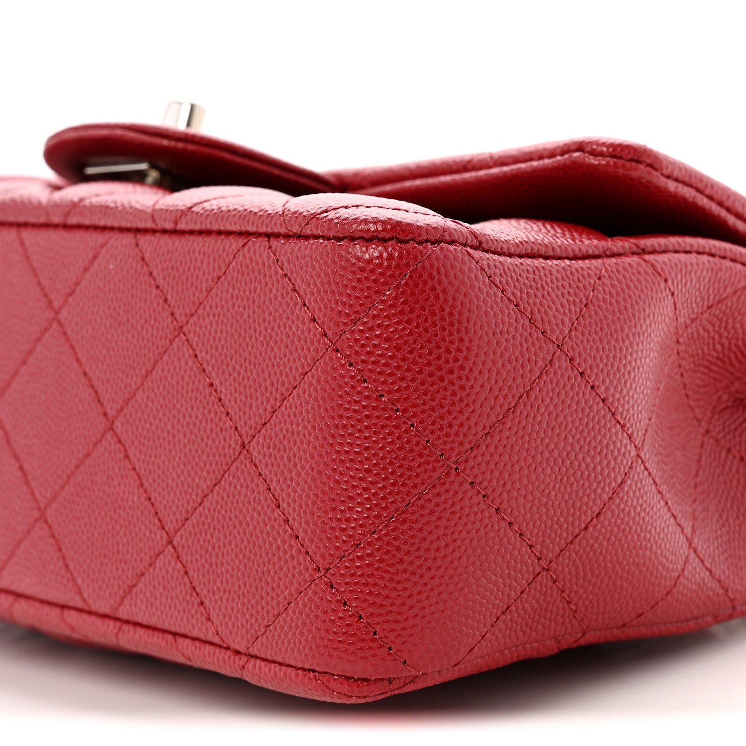 Chanel Caviar Quilted Mini Rectangular Flap Dark Red 10 of 11