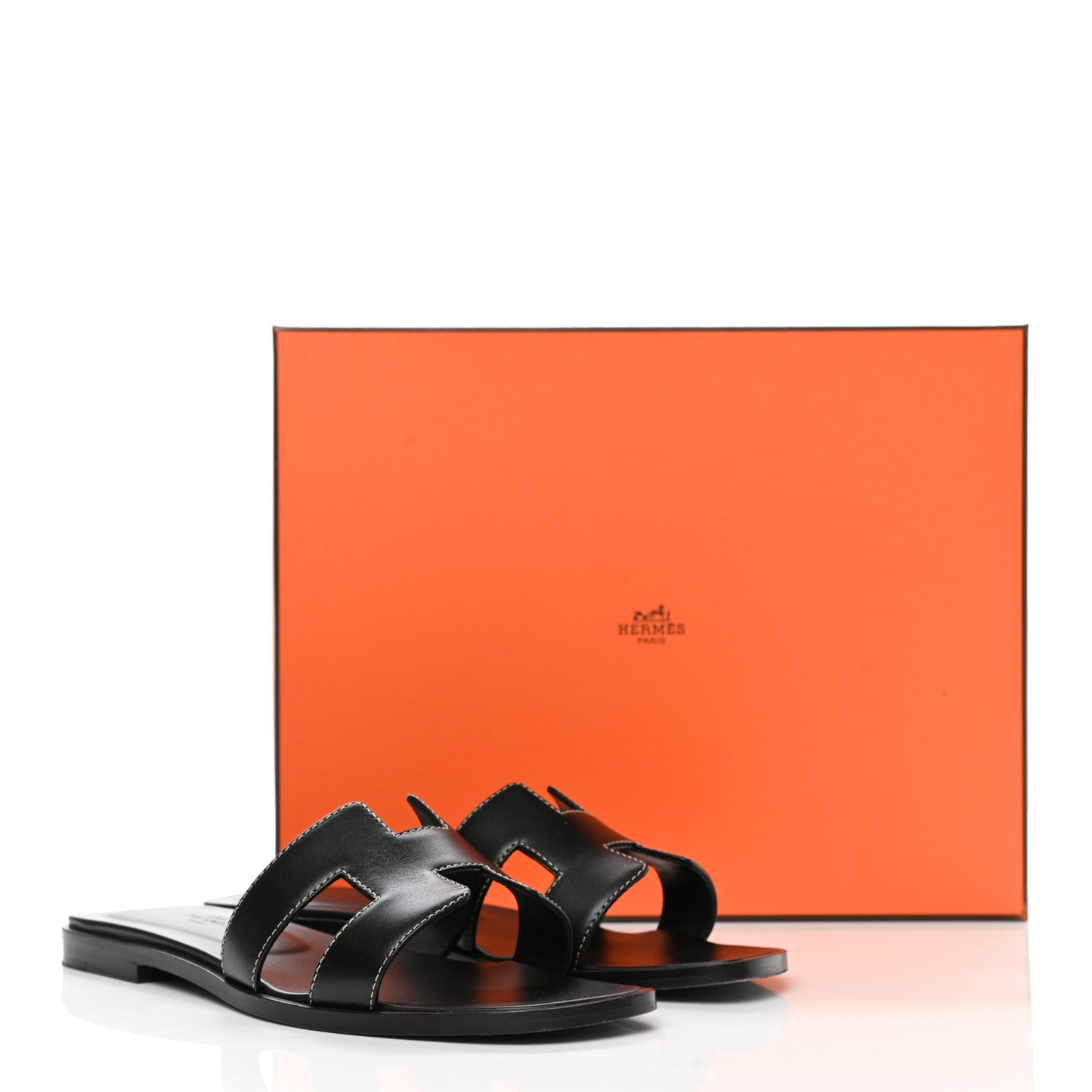 Box Calfskin Oran Sandals 36 Black
