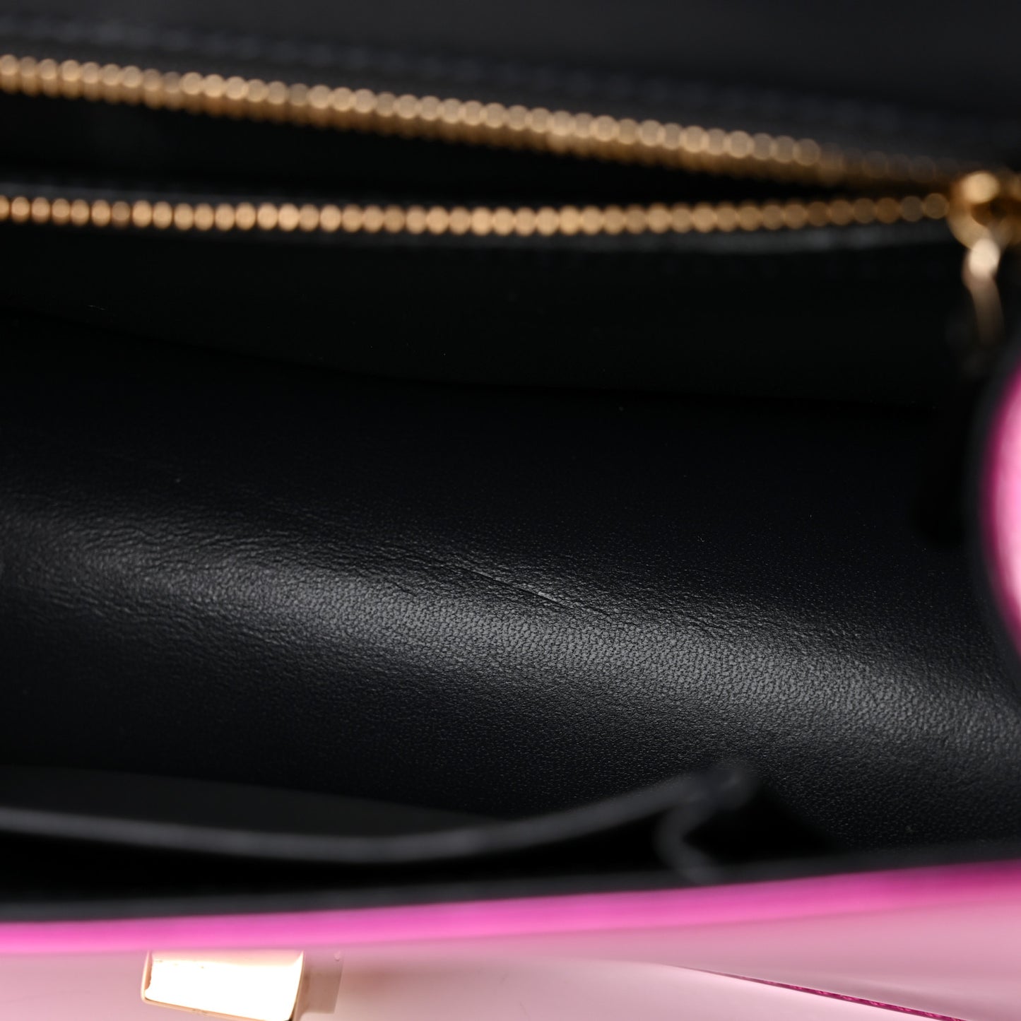 Metallic Patent Micro-Cannage Small Diorama Flap Bag Fuchsia
