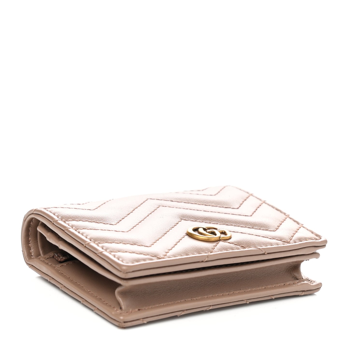 Calfskin Matelasse GG Marmont Card Case Wallet Porcelain Rose