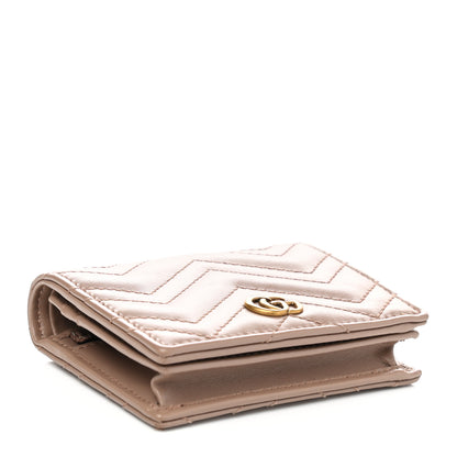 Gucci Calfskin Matelasse GG Marmont Card Case Wallet Porcelain Rose 4 of 7