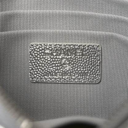 Chanel Metallic Caviar Quilted Small Zipped Pouch Silvery 6 of 8