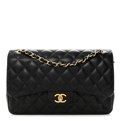 Chanel Lambskin Quilted Jumbo Double Flap Black 1 of 10