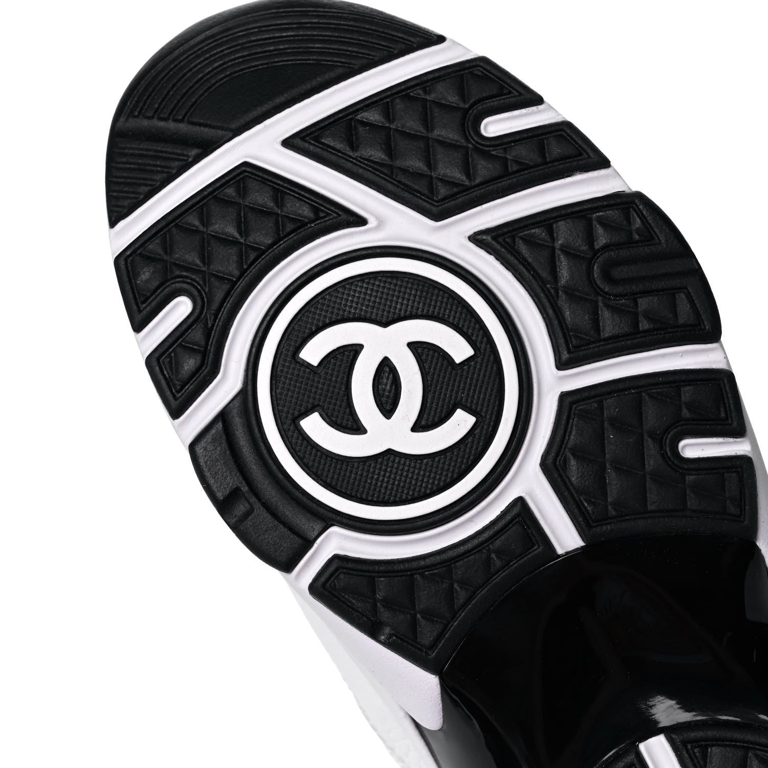 Chanel Mesh Suede Calfskin Grained Calfskin Womens CC Sneakers 39 White Black 6 of 10