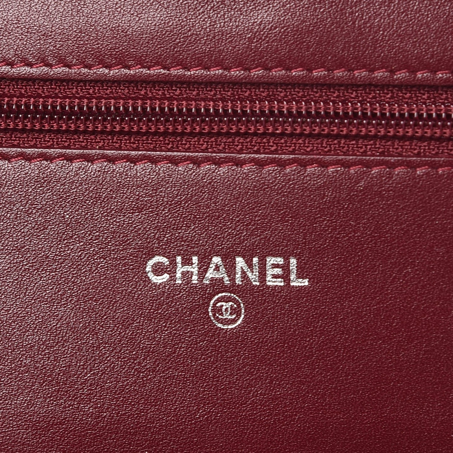 Patent Quilted Brilliant Wallet On Chain WOC Light Burgundy