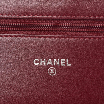 Chanel Patent Quilted Brilliant Wallet On Chain WOC Light Burgundy 6 of 9