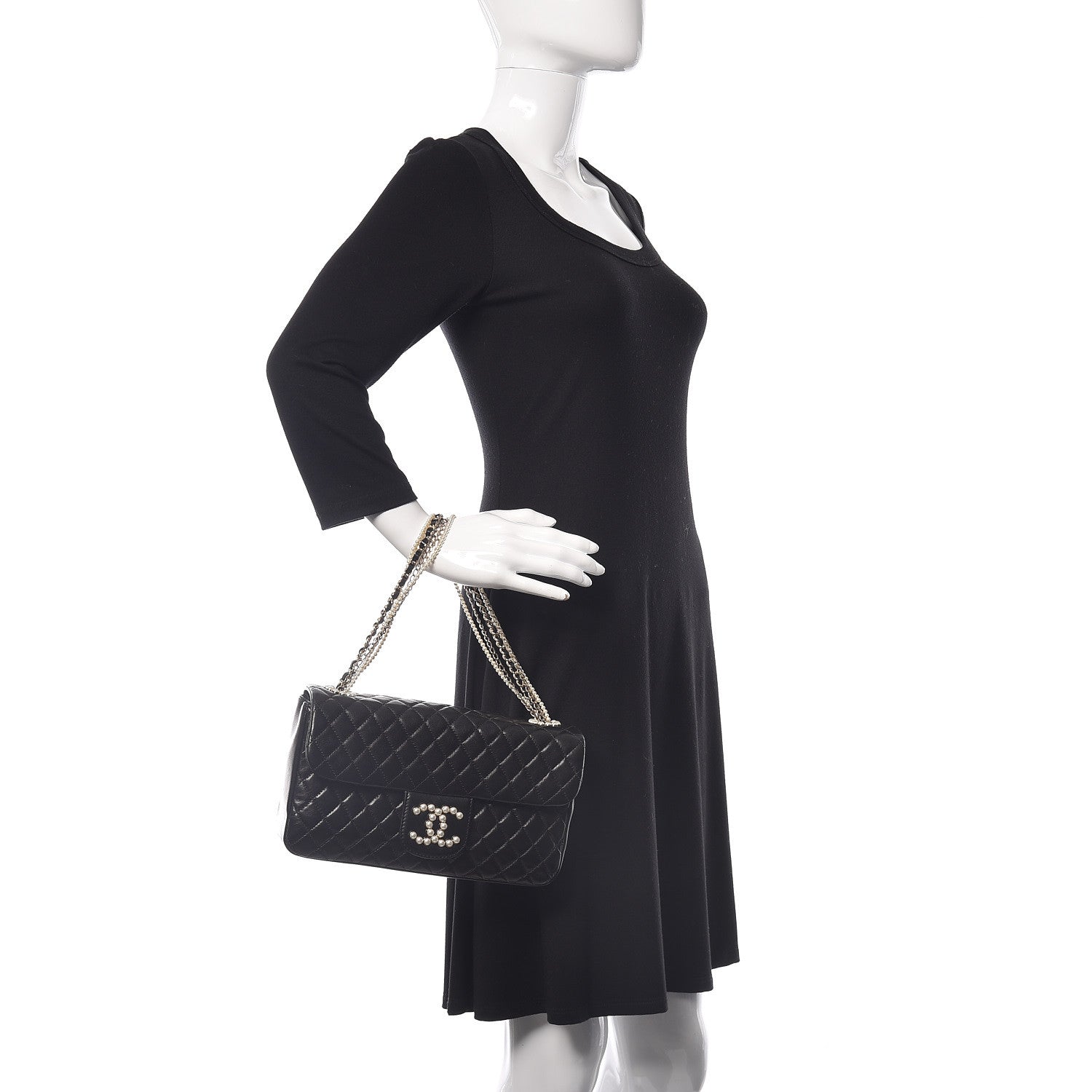 Chanel Lambskin Medium Westminster Pearl Flap Black 2 of 9