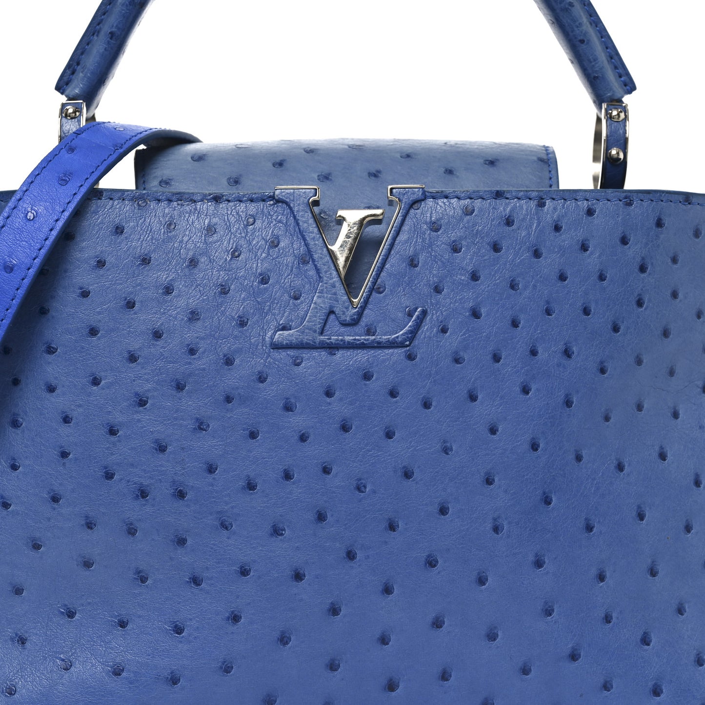 Ostrich Capucines MM Saphir