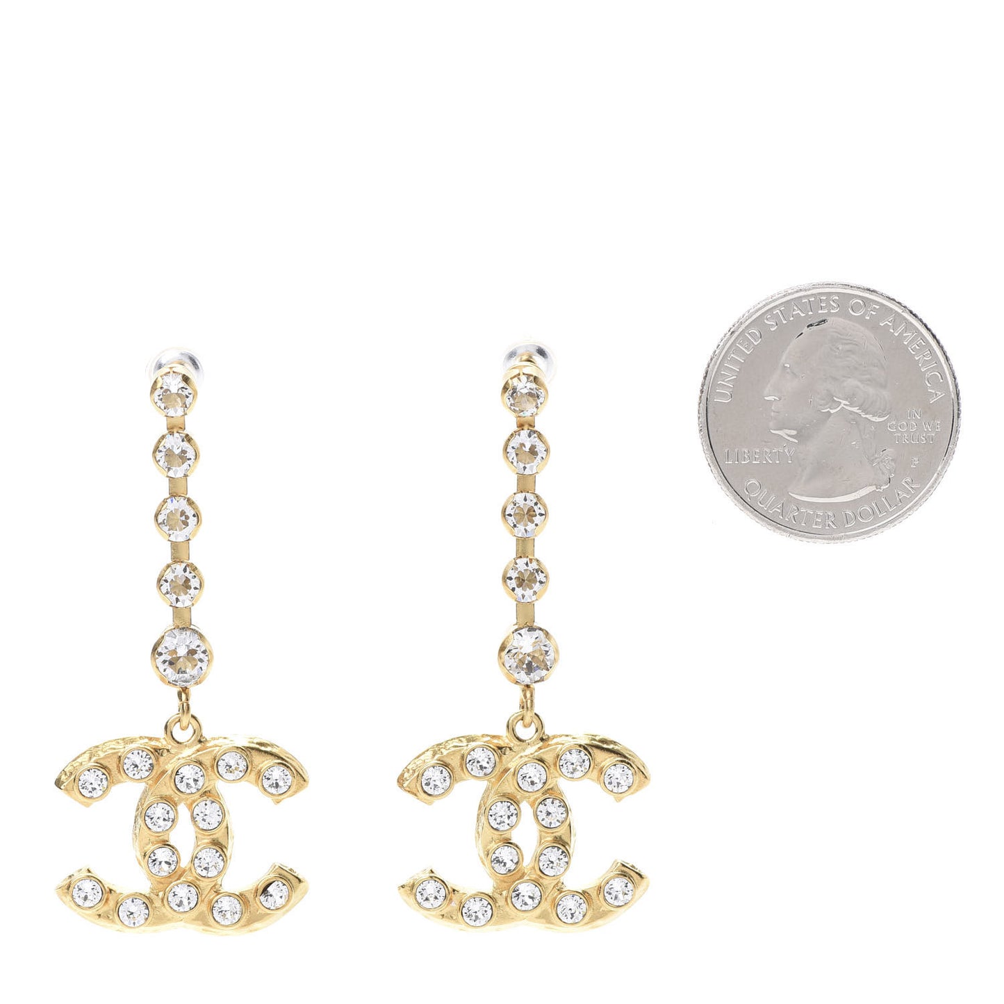 CC Crystal Drop Earrings Gold