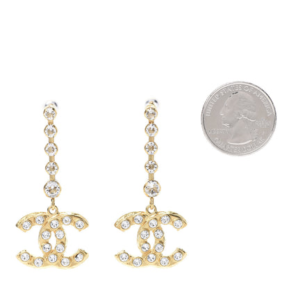 Chanel CC Crystal Drop Earrings Gold 2 of 4