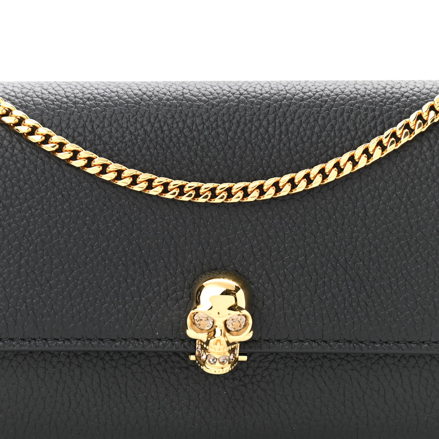 Alexander McQueen Pebbled Calfskin Skull Wallet on Chain Black 8 of 11