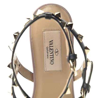 Valentino Garavani Calfskin Rockstud Ankle Wrap Flat Thong Sandals 37 Black Poudre 7 of 11