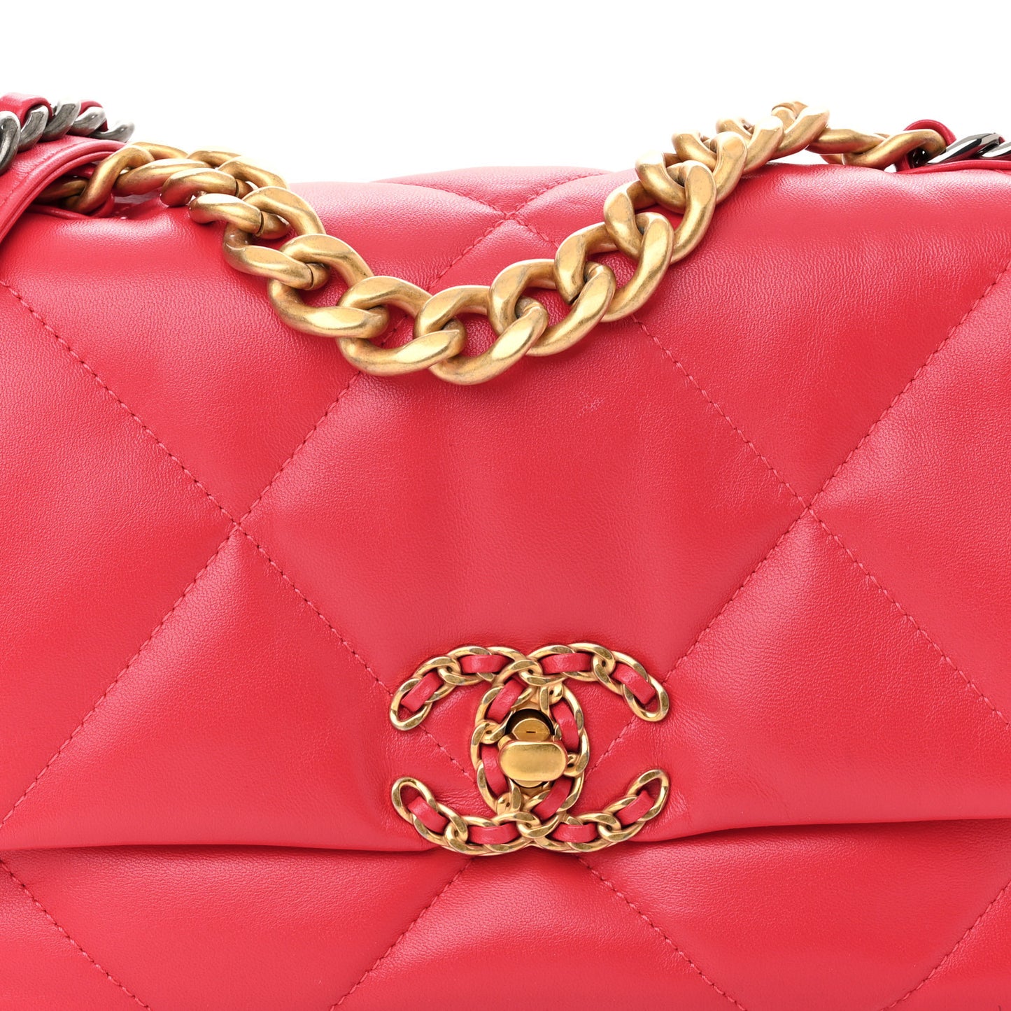 Goatskin Quilted Medium Chanel 19 Flap Pink