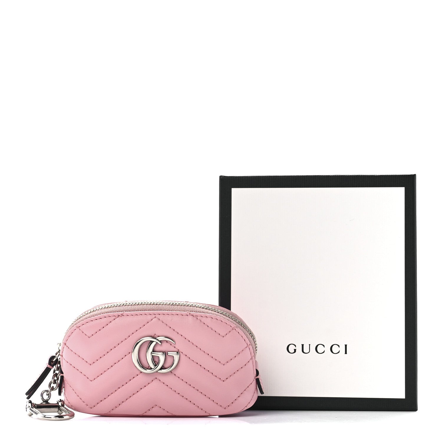 Gucci Calfskin Matelasse GG Marmont Key Pouch Wild Rose 12 of 12