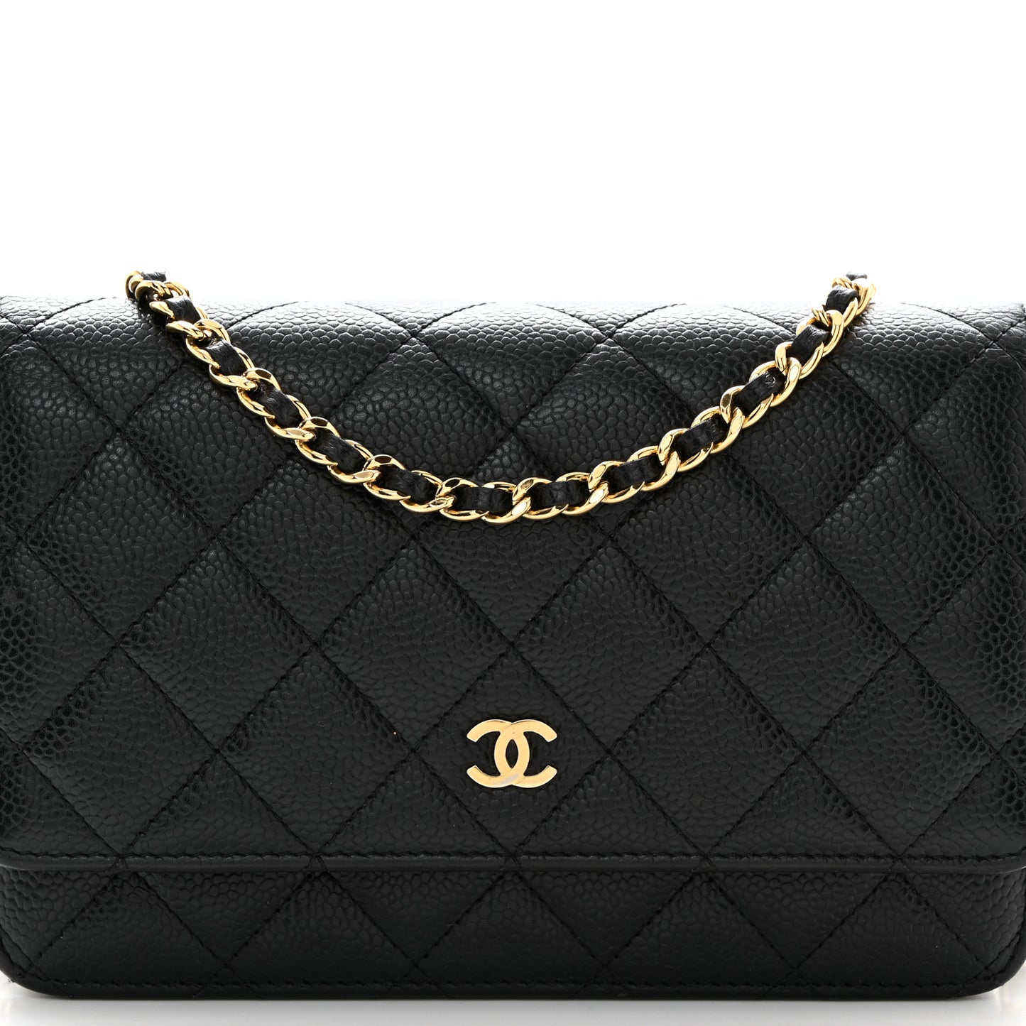 Caviar Quilted Wallet on Chain WOC Black
