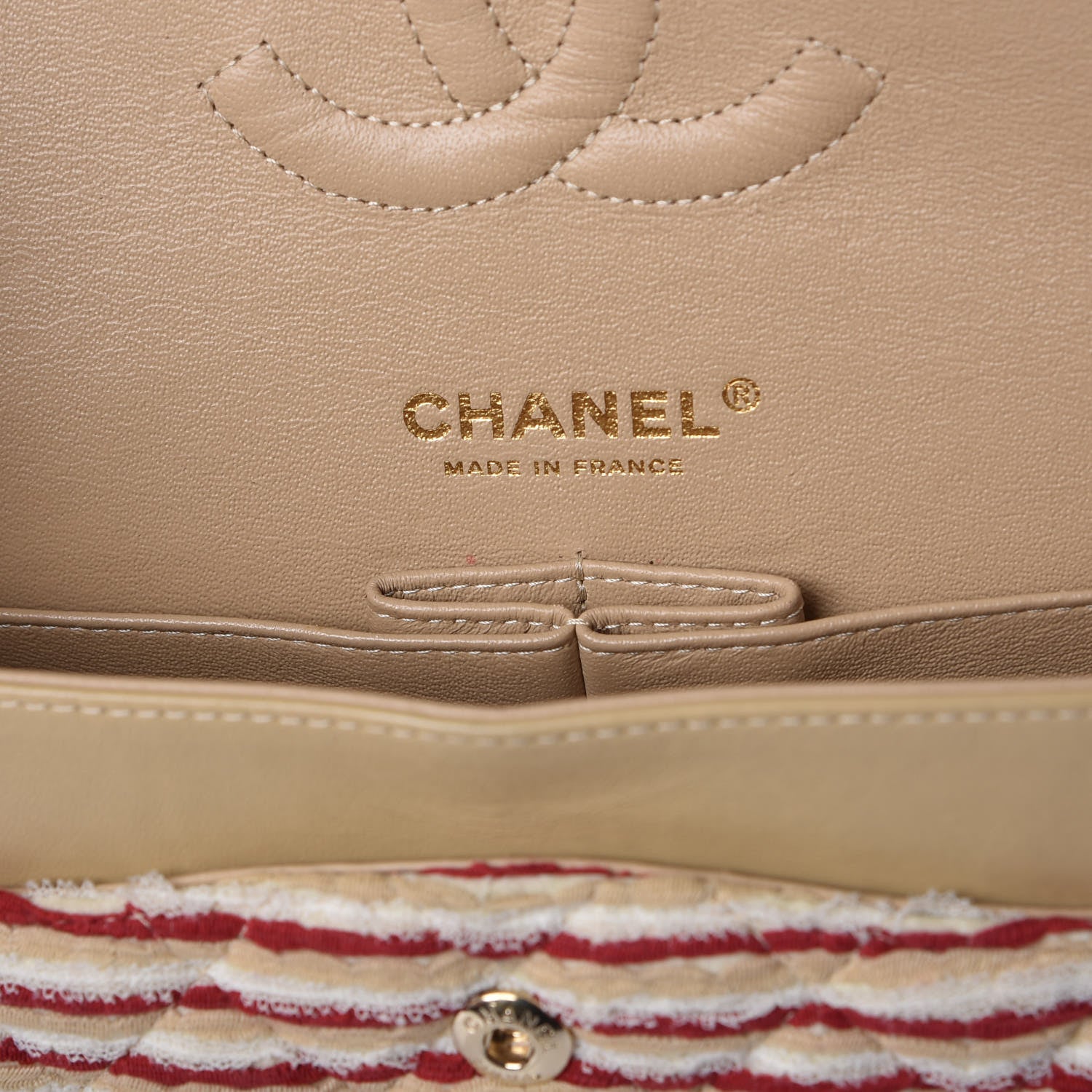 Chanel Jersey Quilted Medium Flap Red White 7 of 10