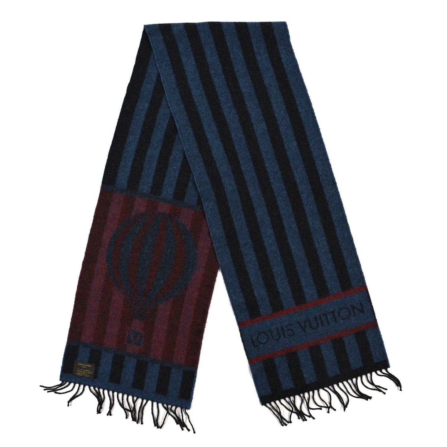 Wool Angora Stripe Muffler Hot Air Balloon Scarf Black Blue Red