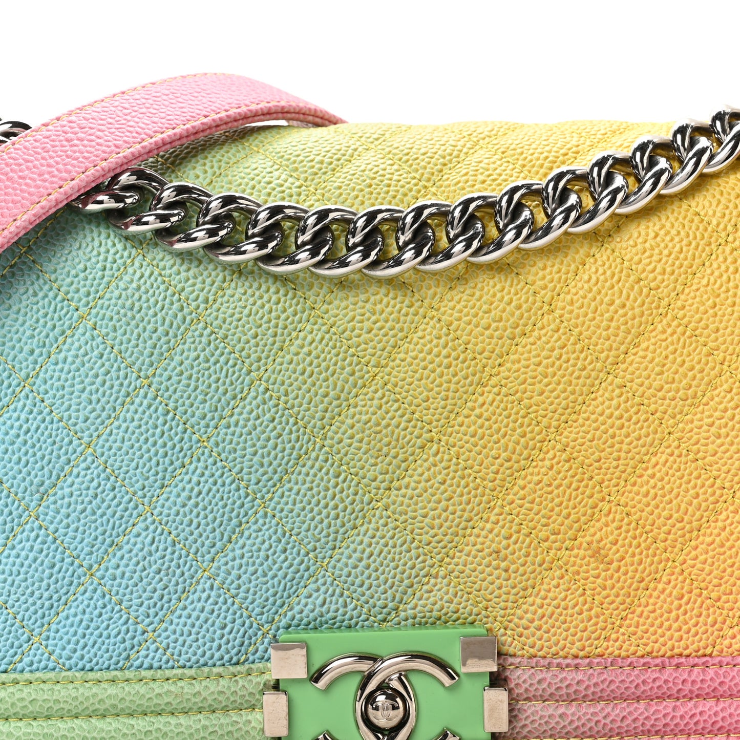 Caviar Quilted Medium Cuba Rainbow Boy Flap Multicolor