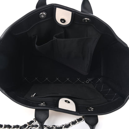 Chanel Wool Felt Calfskin Large Deauville Tote Black White 4 of 4