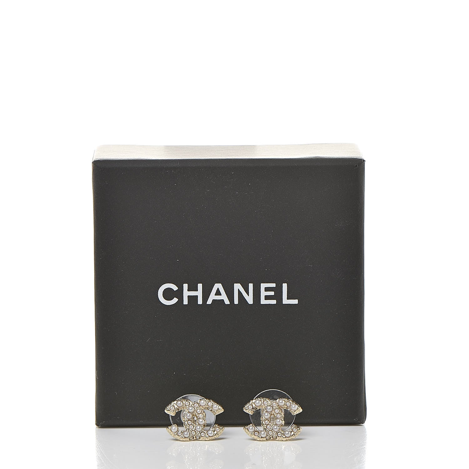 Chanel Metal Graduated Pearl Crystal CC Earrings Light Gold 4 of 4
