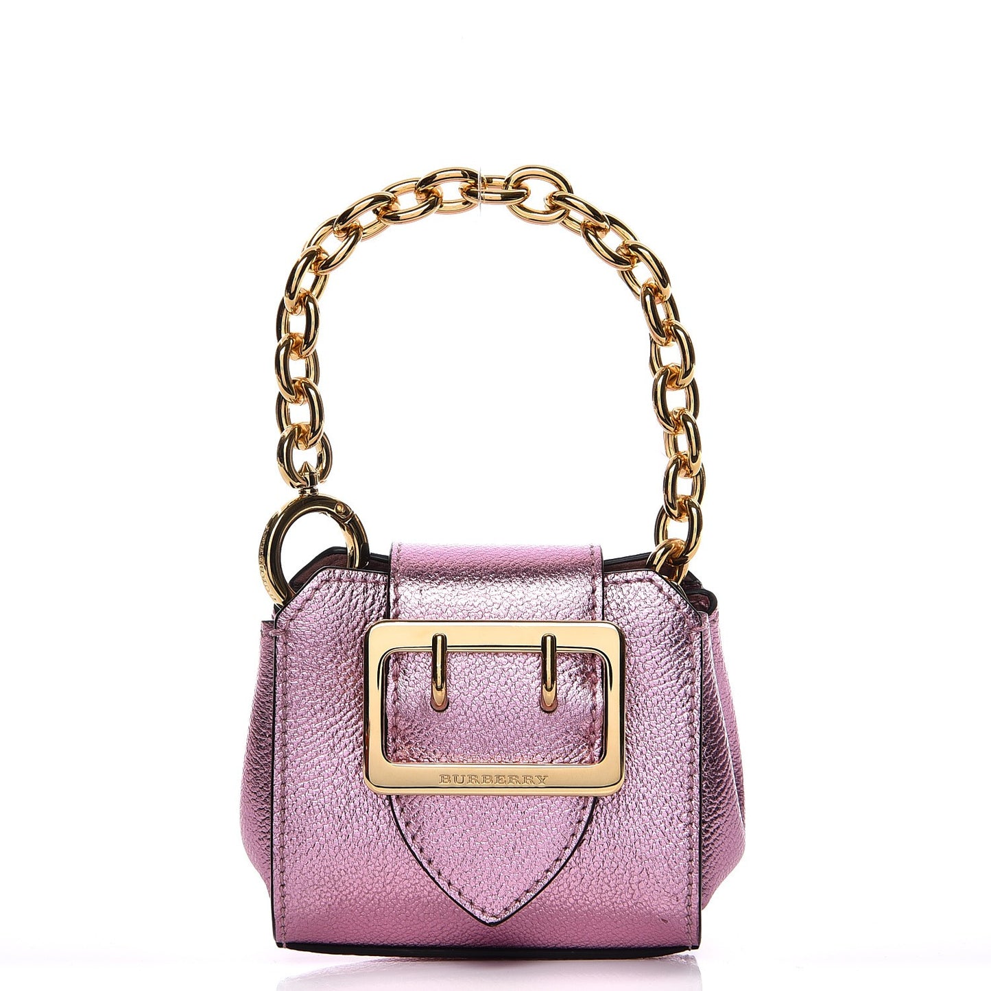 Metallic Calfskin Mini Buckle Tote Charm Pale Orchid