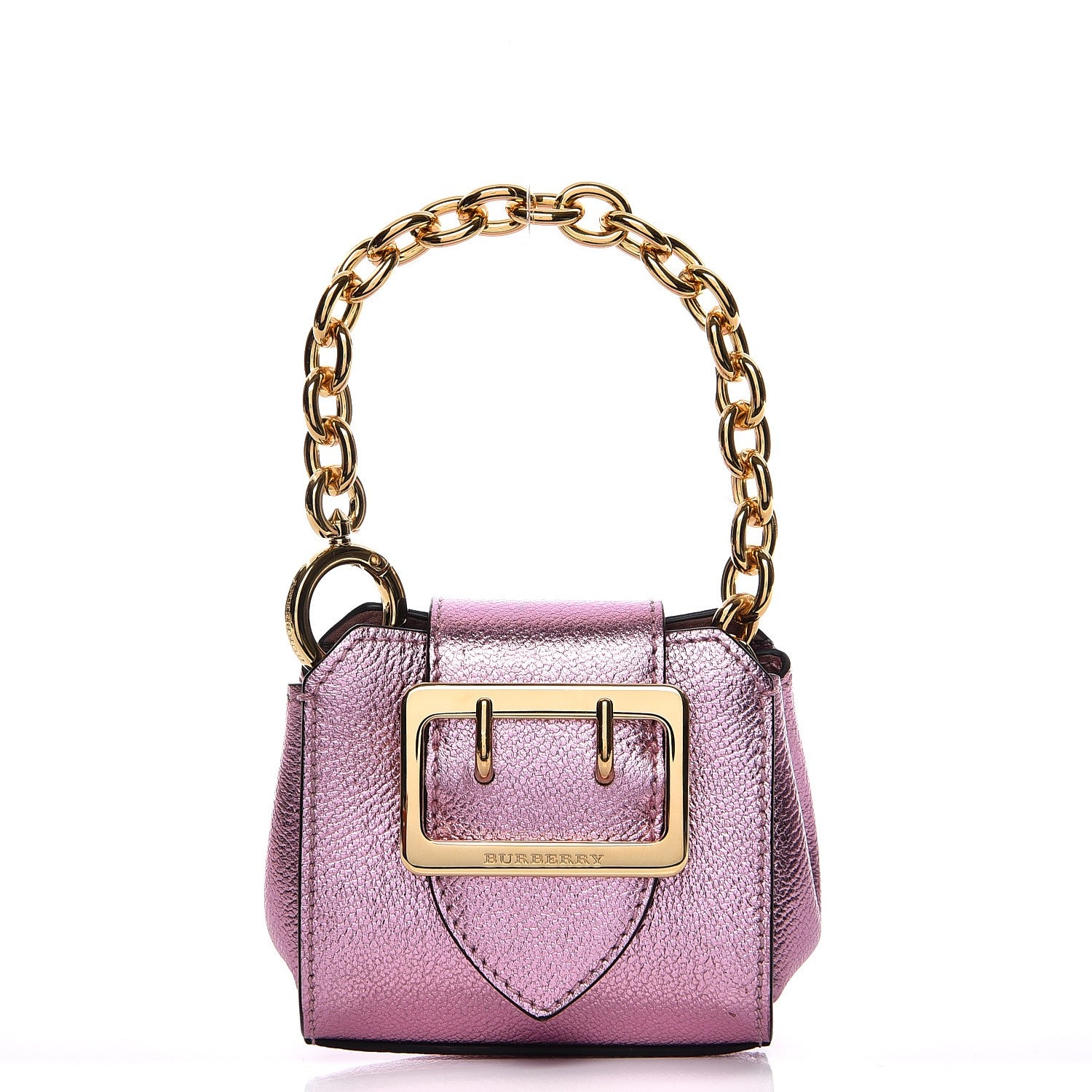 Burberry Metallic Calfskin Mini Buckle Tote Charm Pale Orchid 1 of 8