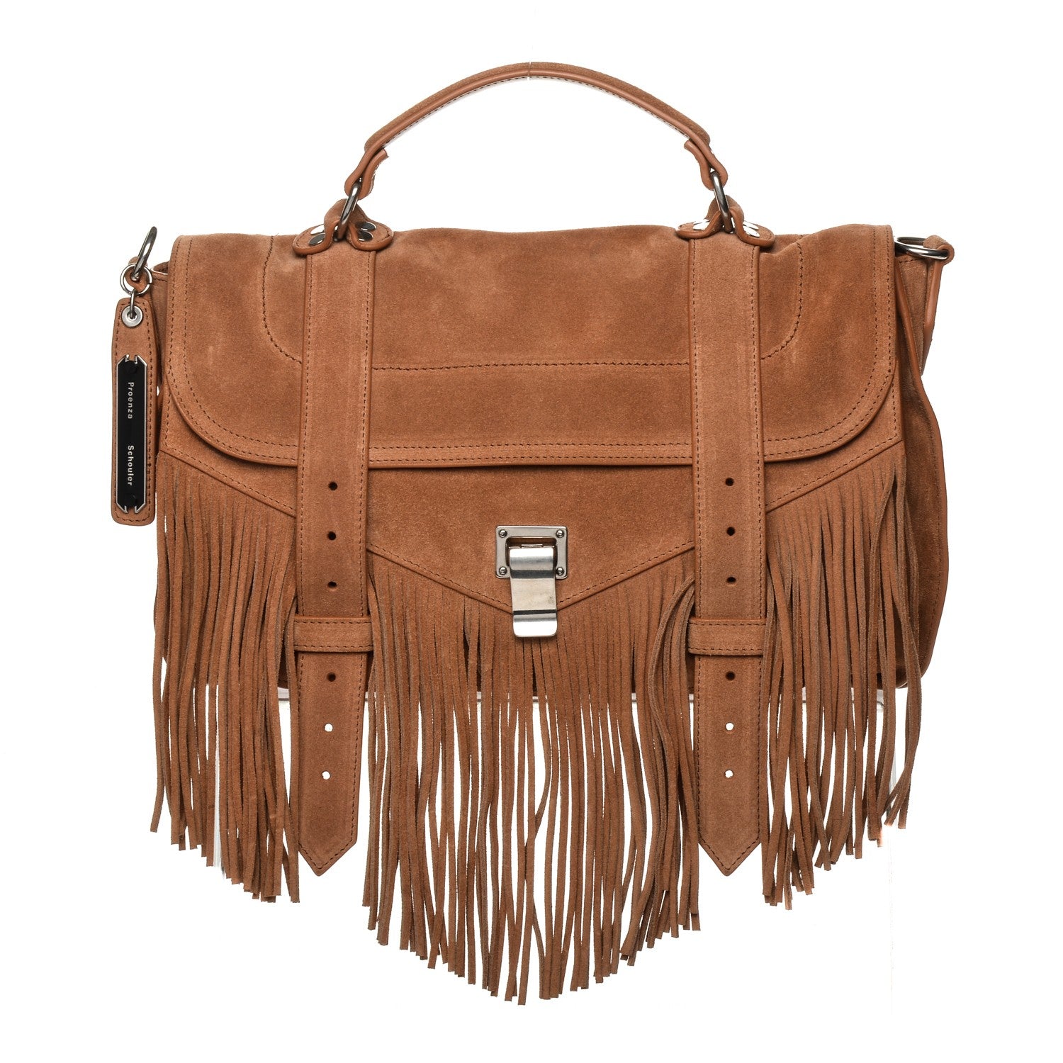 Proenza Schouler Suede Fringe Medium PS1 Satchel Dune 1 of 6