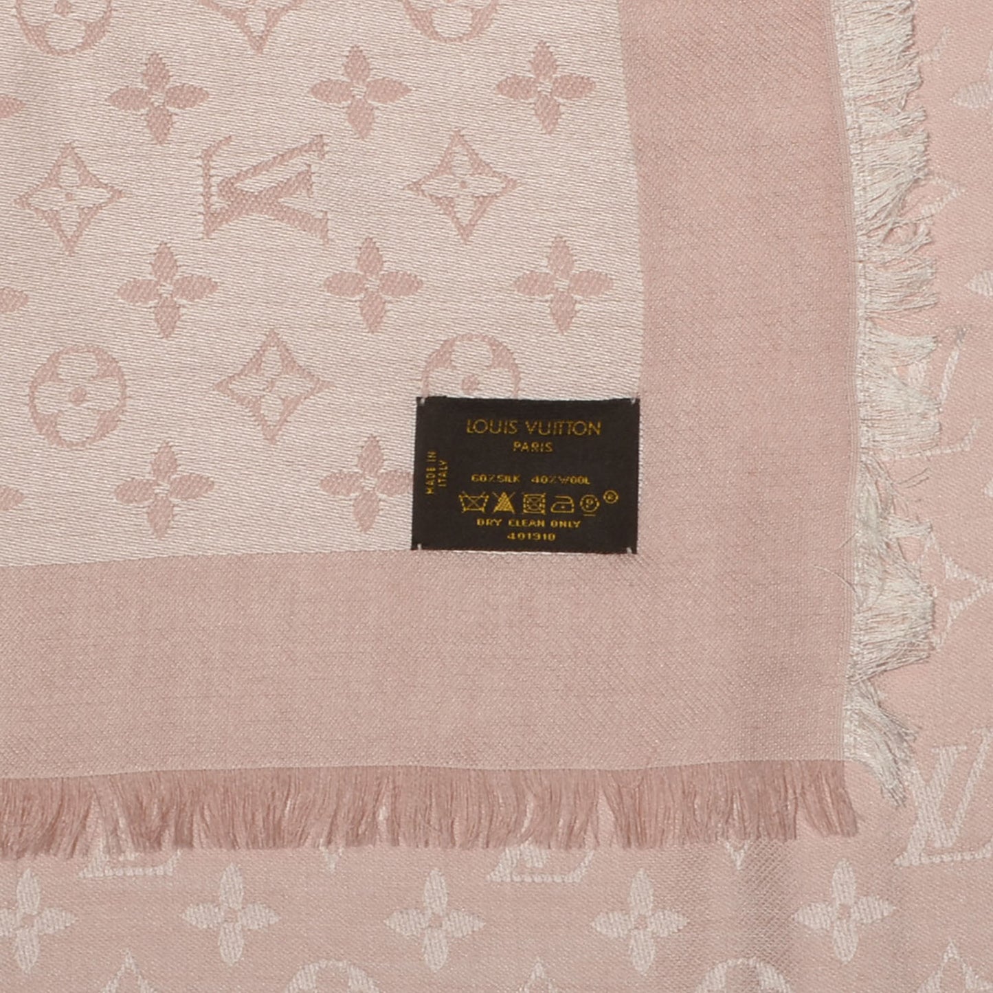 Wool Silk Monogram Shawl Natural