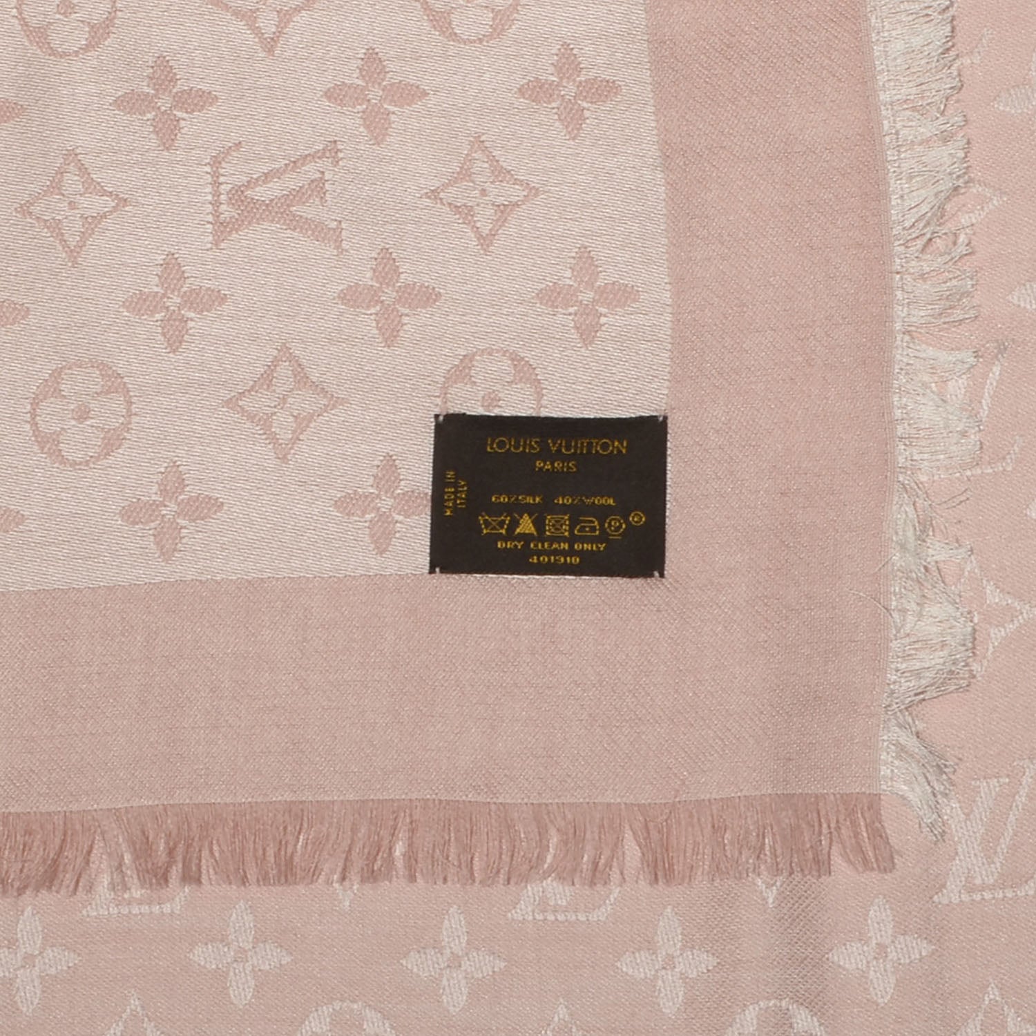 Louis Vuitton Wool Silk Monogram Shawl Natural 5 of 5