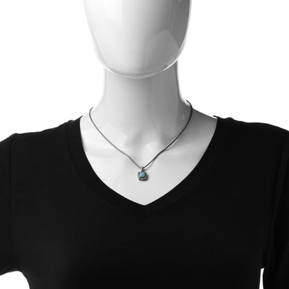 David Yurman Sterling Silver Diamond Aqua Chalcedony 7mm Petite Albion Necklace 2 of 6