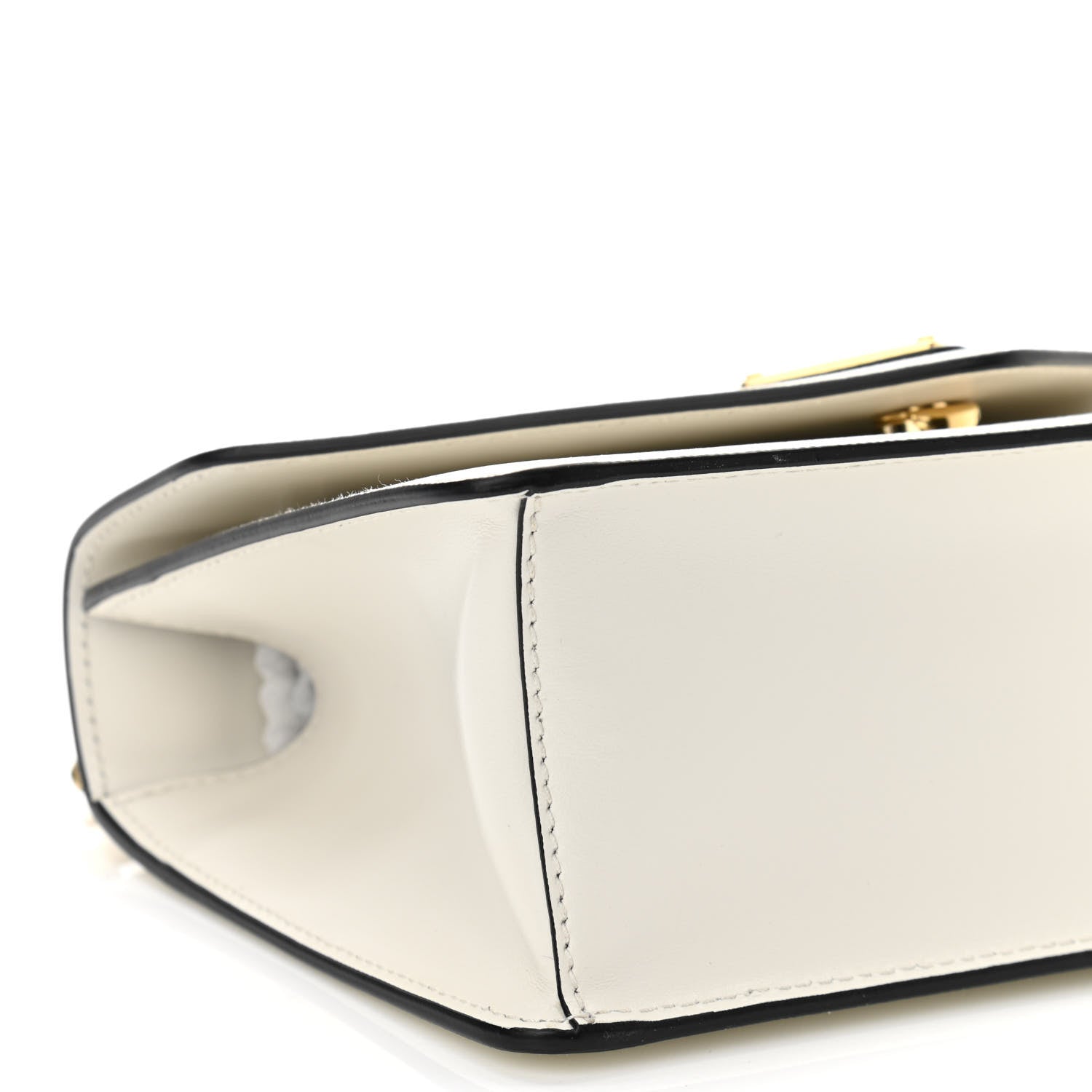 Prada Saffiano Soft Calfskin Metal Triangle Logo Envelope Chain Shoulder Bag White 8 of 9