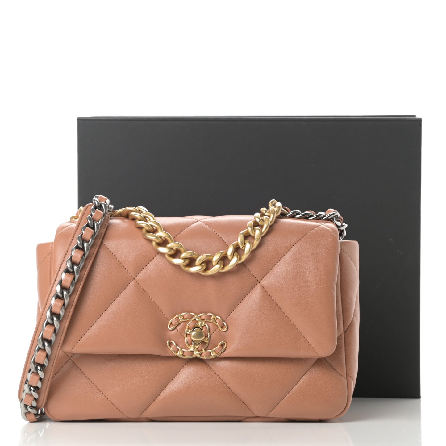 Lambskin Quilted Medium Chanel 19 Flap Brown