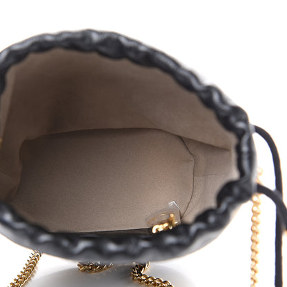 Gucci Calfskin Diagonal Striped Mini Zumi Bucket Bag Black Beige 4 of 7